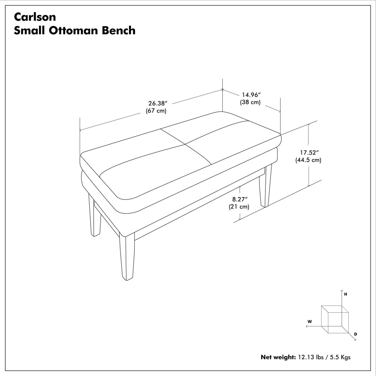 Carlson - Ottoman Bench, Mid Century Design
