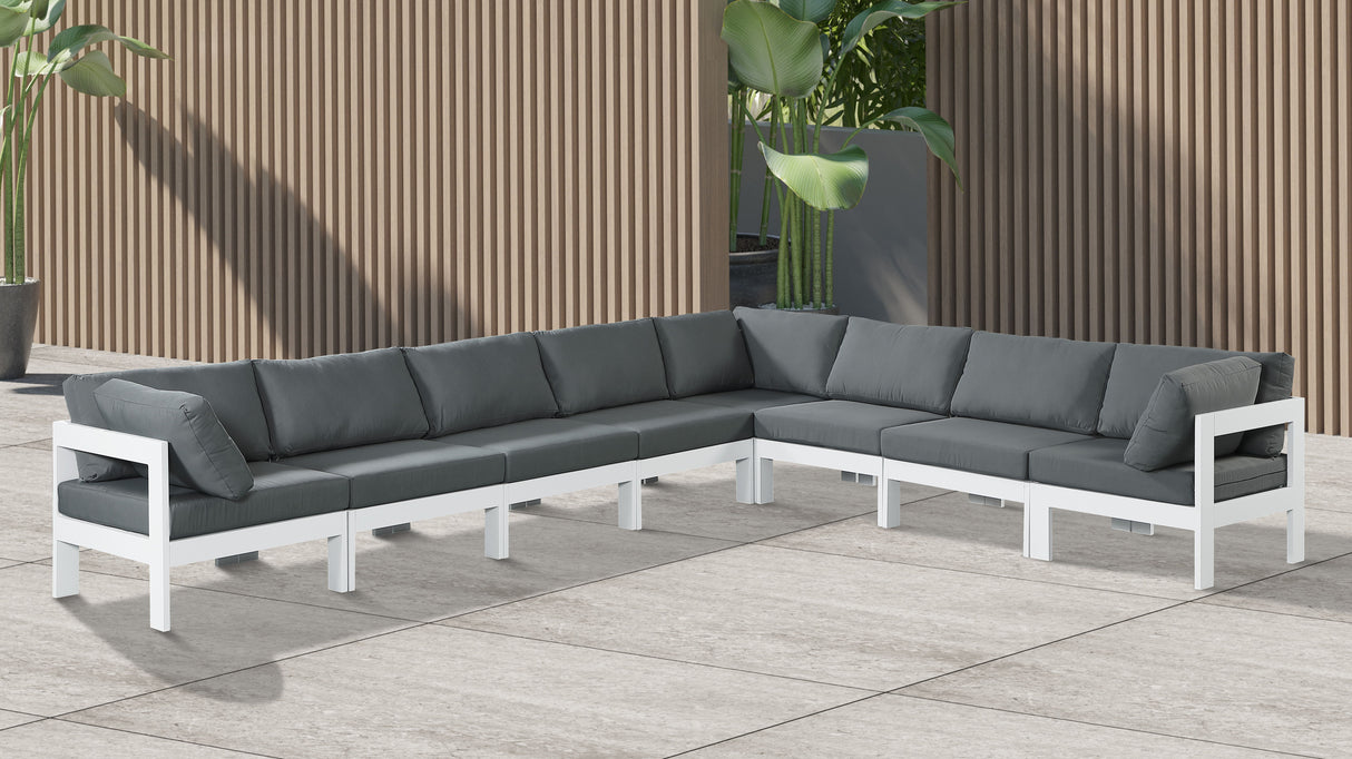 Nizuc - Outdoor Patio 8 Piece Modular Sectional With White Frame