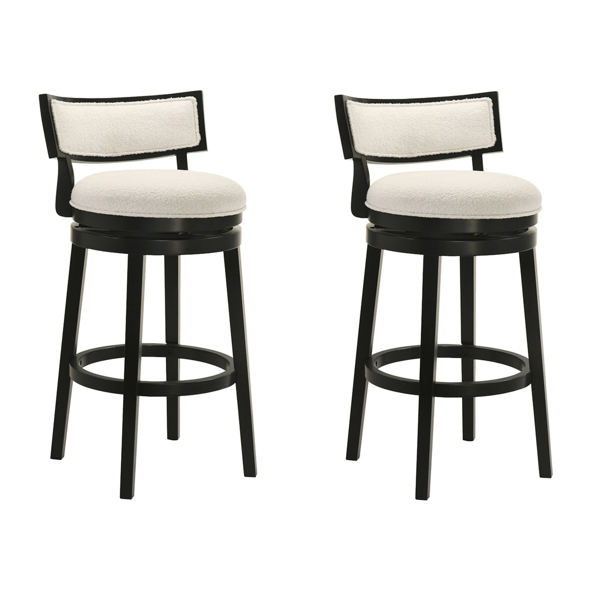 Noely - Modern Farmhouse Swivel Wood Bar Height Kitchen Bar Stool
