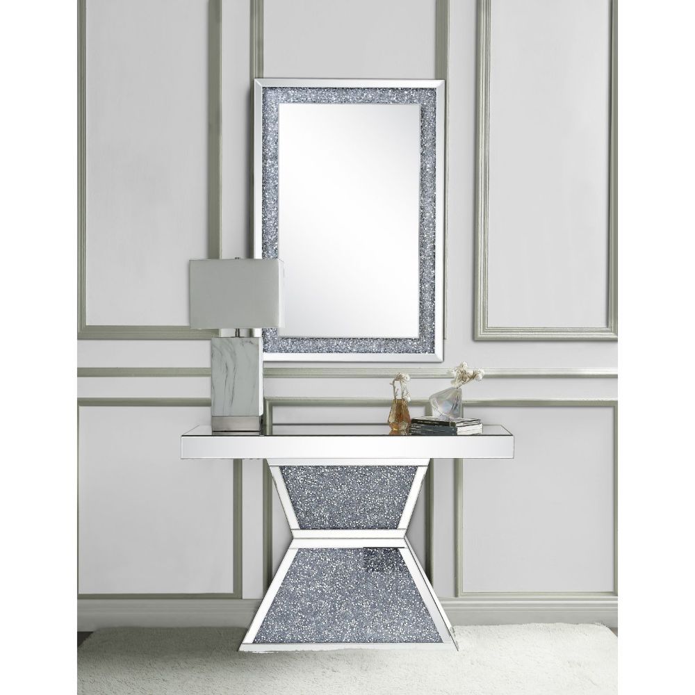 Noralie - 47" Console Table - Mirrored & Faux Diamonds