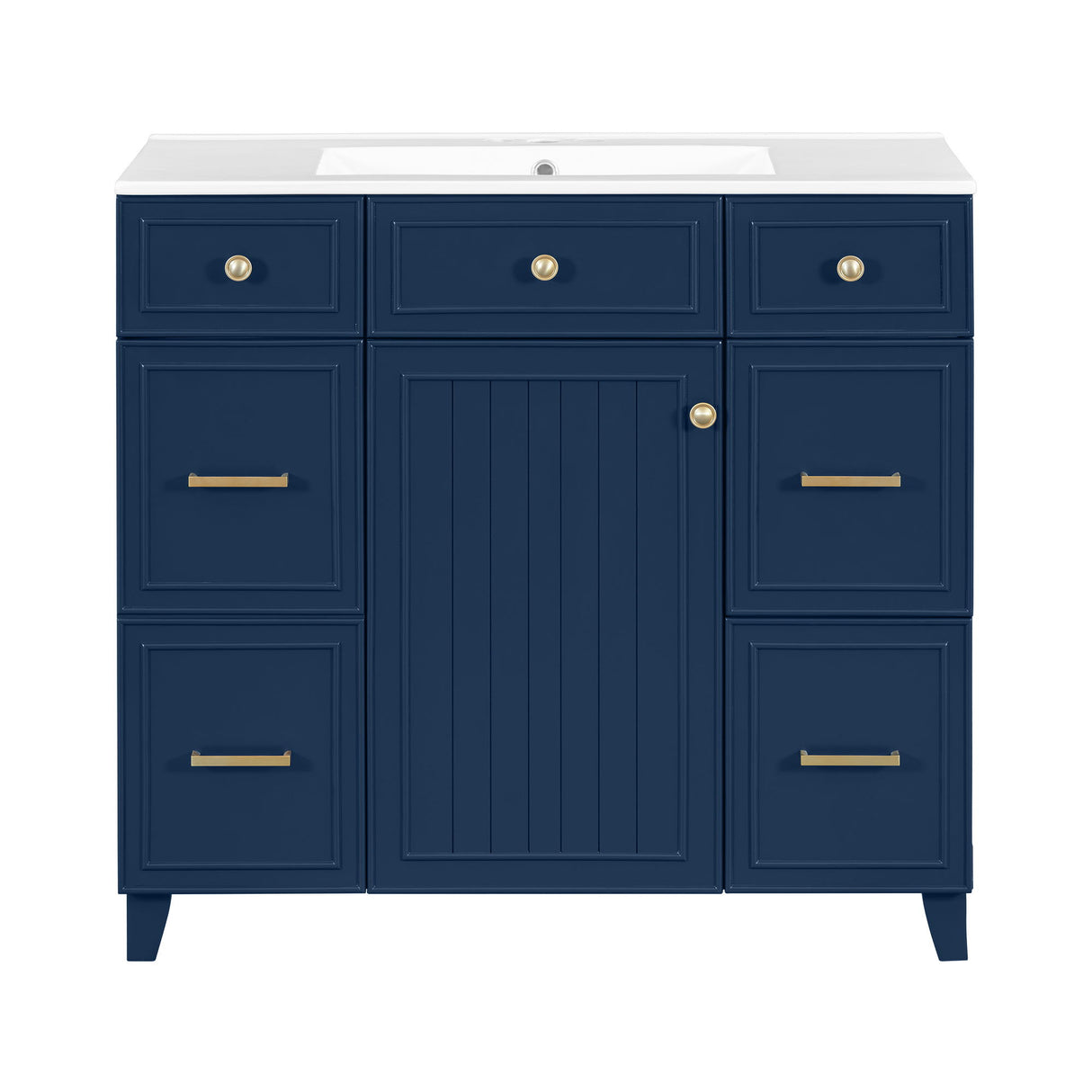 Bathroom Vanity With Ceramic Sink, Soft Close Doors, Adjustable Shelves