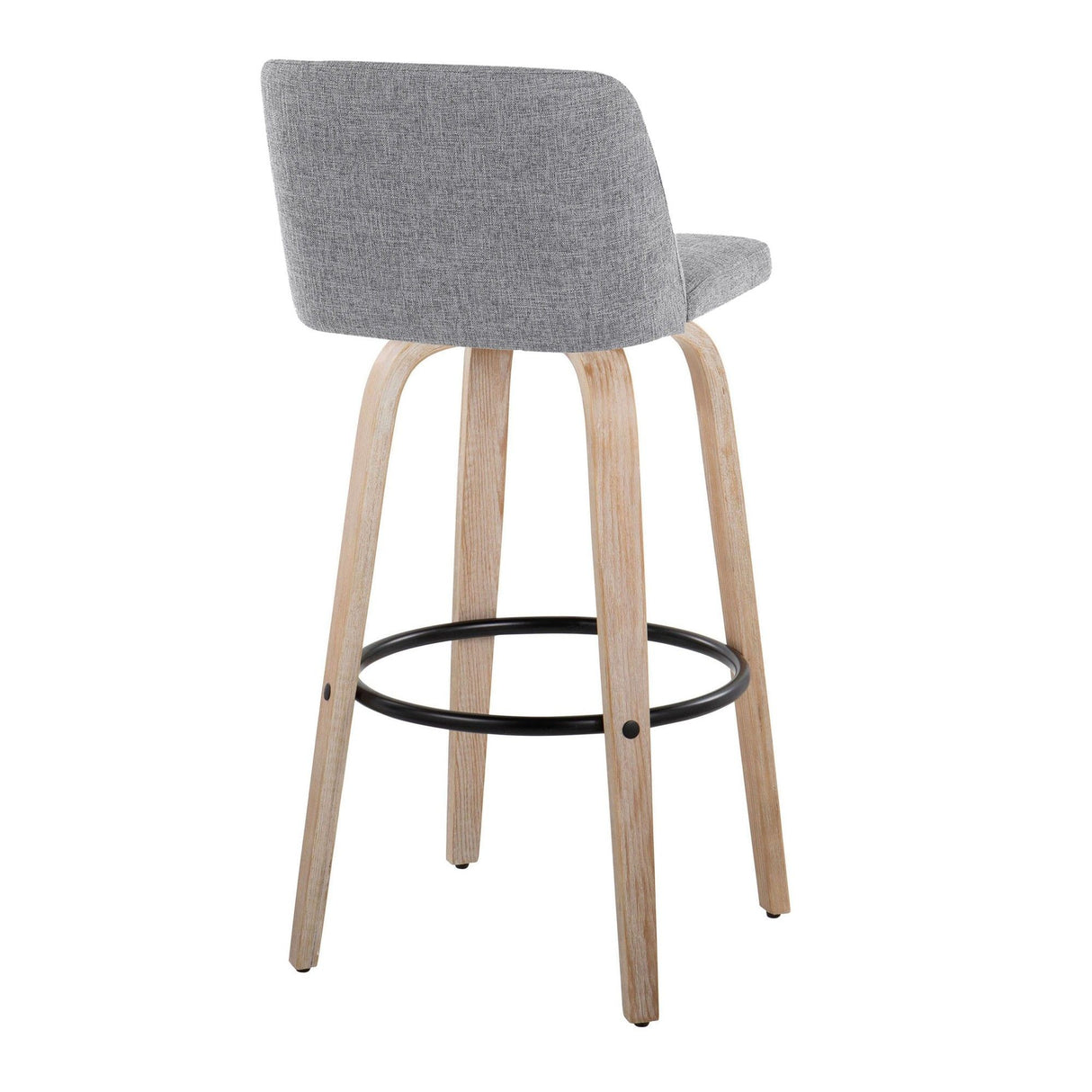 Toriano - 30" Fixed-Height Barstool (Set of 2) - White Wash And Black Round Base