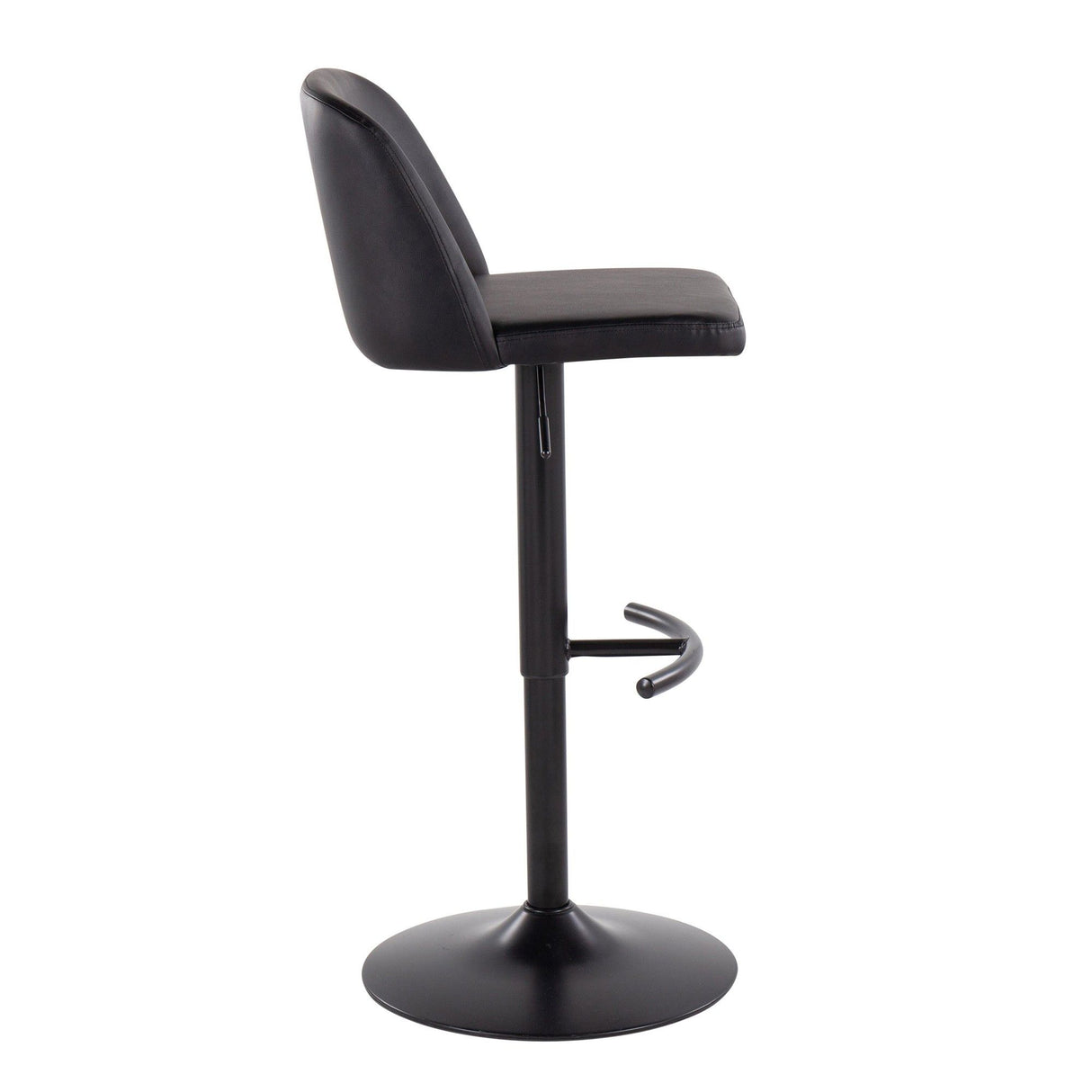 Toriano - Adjustable Bar Stool (Set of 2) - Black Steel With Rounded T Footrest And Black Faux Leather
