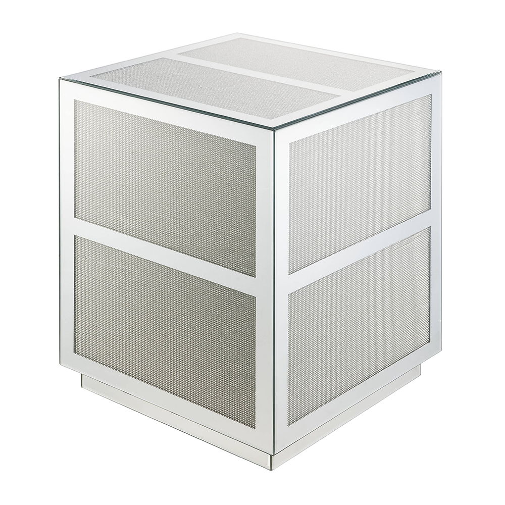 Noralie - 18" End Table With Faux Diamonds - Mirrored