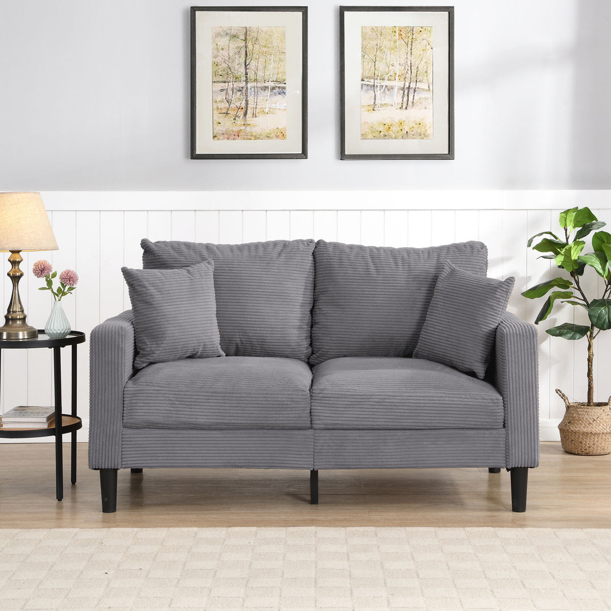 High Resilience Loveseat Sofa With Wooden Frame