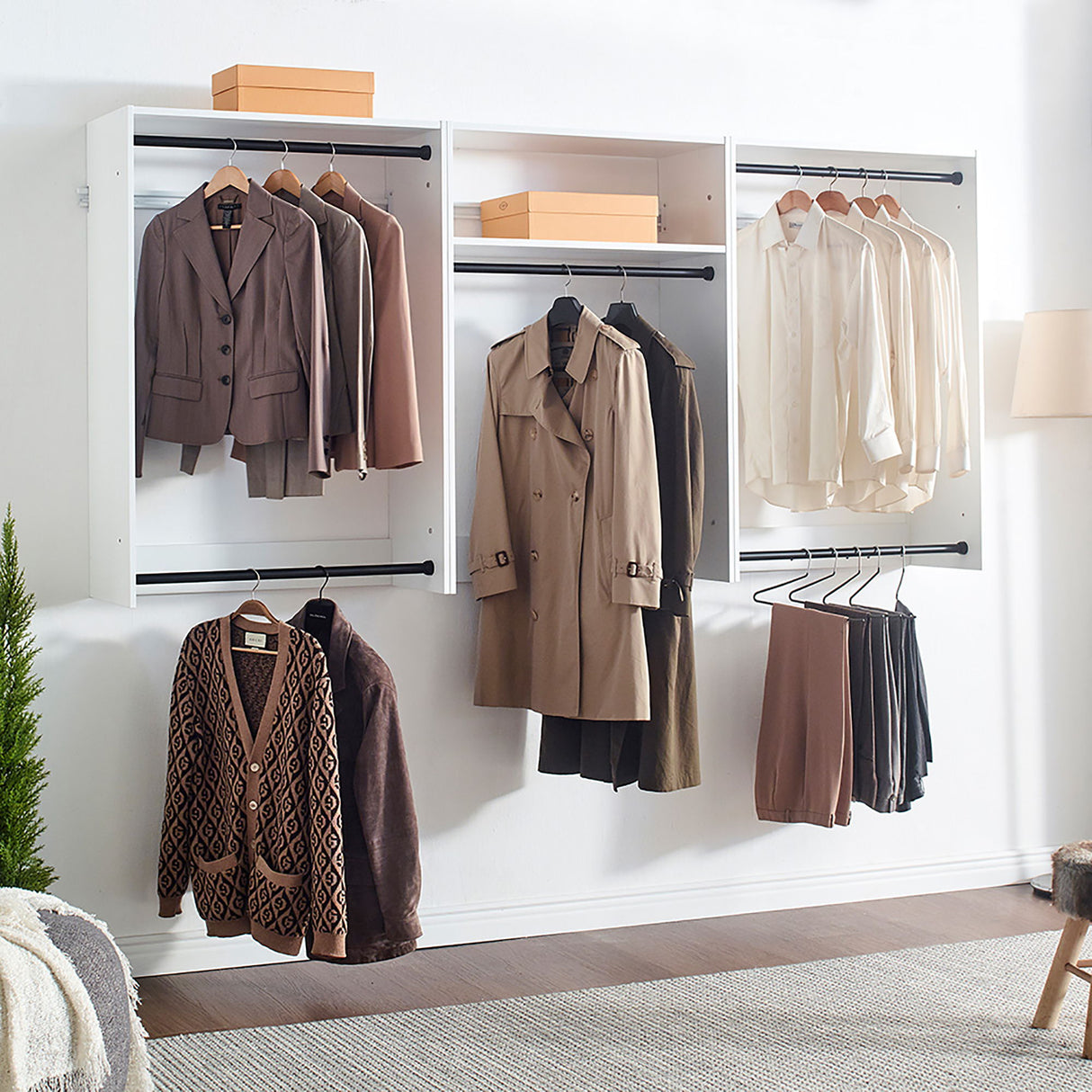 Devi - Wall Mounted Wood Closet System & Modular Design