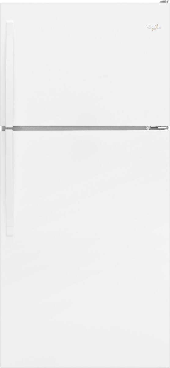 Whirlpool WRT148FZDW white top-freezer refrigerator front view