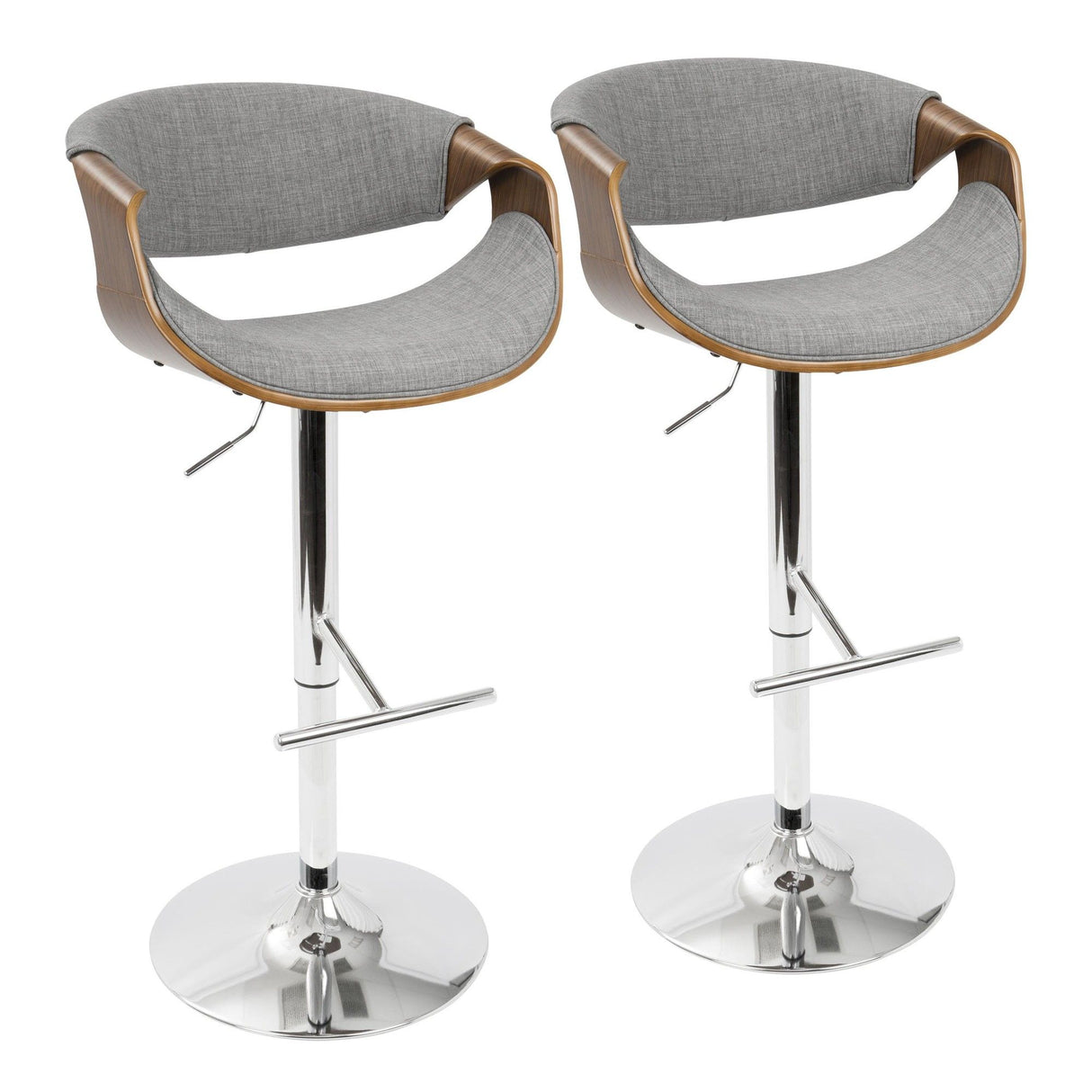 Curvo - Adjustable Barstool With Swivel - Walnut (Set of 2)