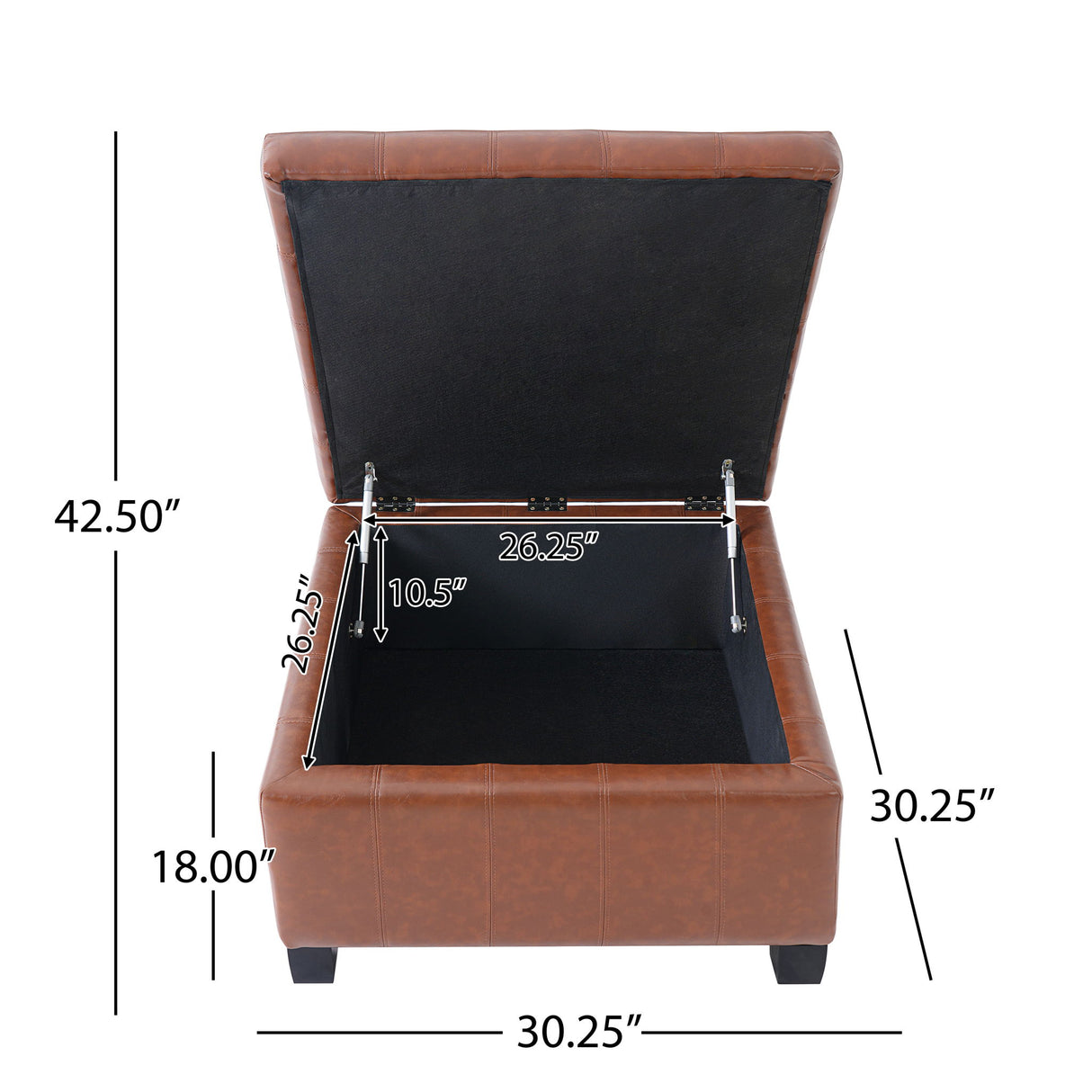 Square Tufted Indoor Ottoman With Lift-Top Storage