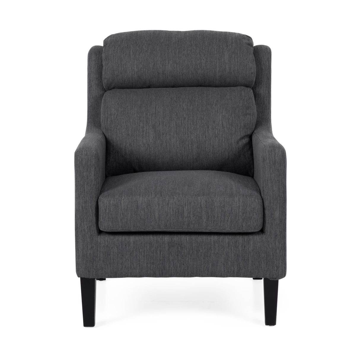 Contemporary Club Chair With Upholstered Fabric And Rubberwood Legs