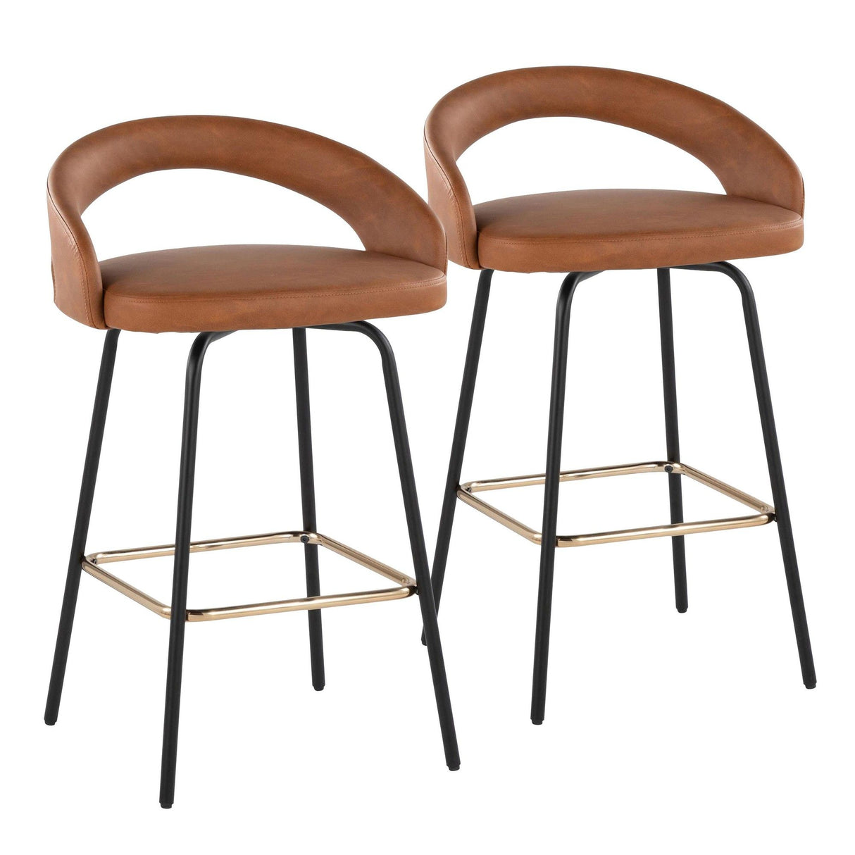 Grotto - Upholstered Fixed-Height Counter Stool - Black Metal
