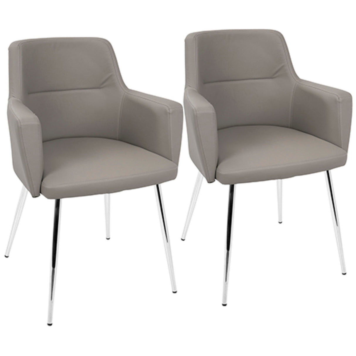 Andrew - Contemporary Dining / Accent Chair (Set of 2) - Chrome And Gray Faux Leather
