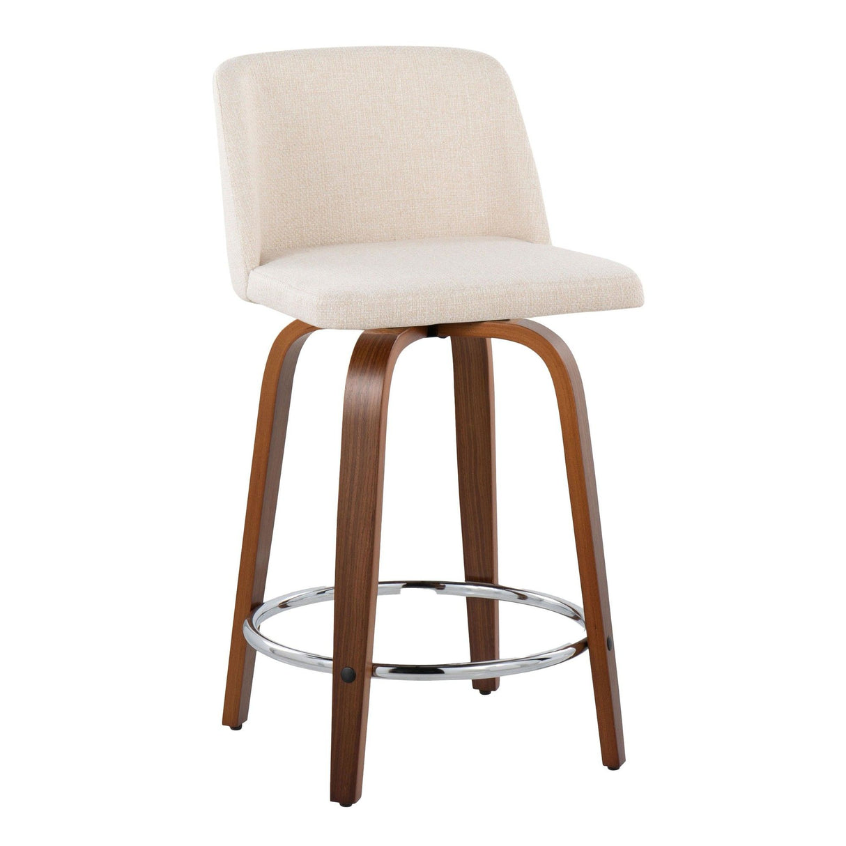 Toriano - 24" Fixed-Height Counter Stool (Set of 2) - Cream Noise And Walnut