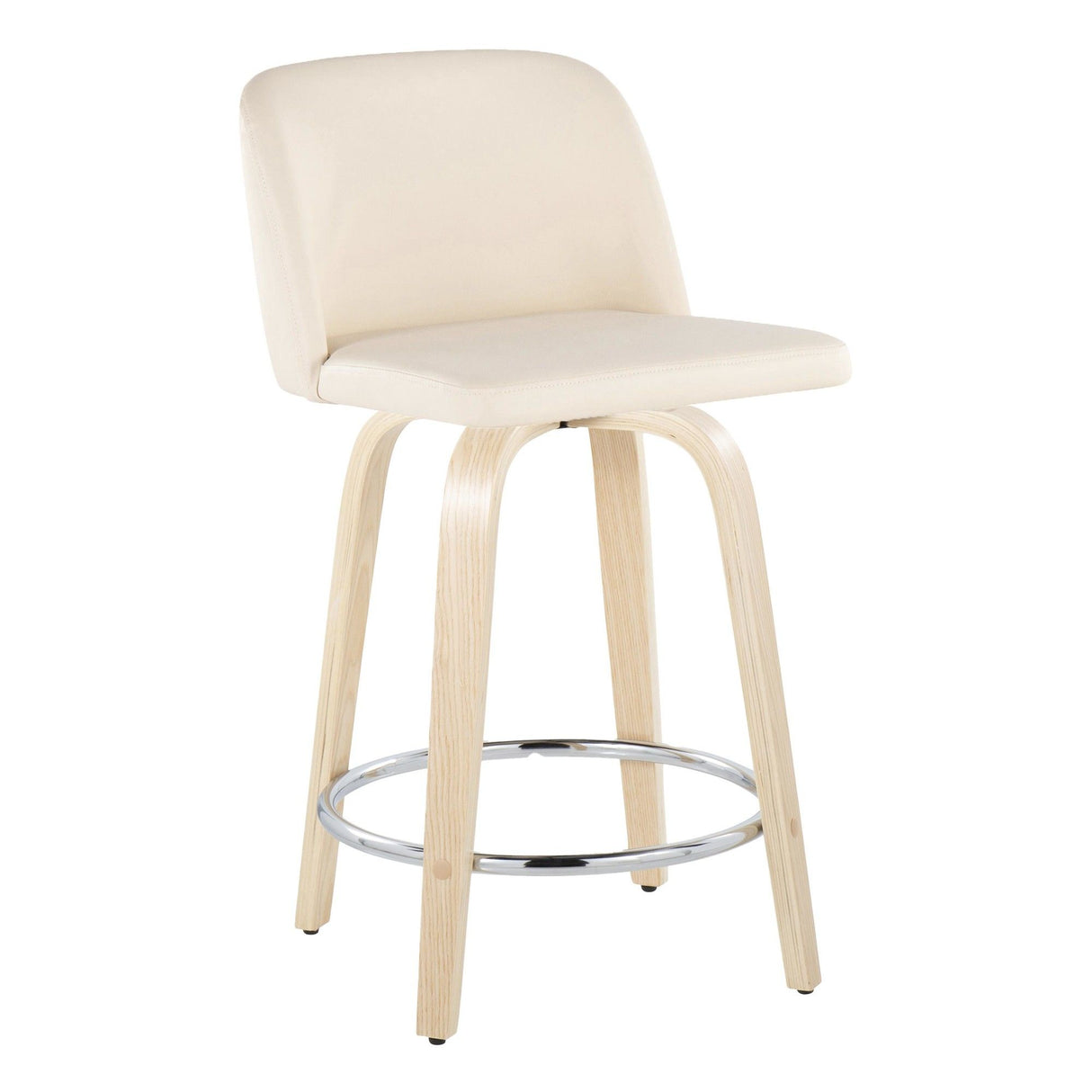 Toriano - 24" Fixed-Height Counter Stool (Set of 2) - Natural & Chrome Round Base