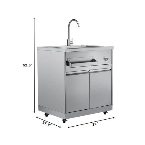32 in. Sink with Cabinet in Stainless-Steel for Outdoor Kitchen (KM-OKS-SWC)