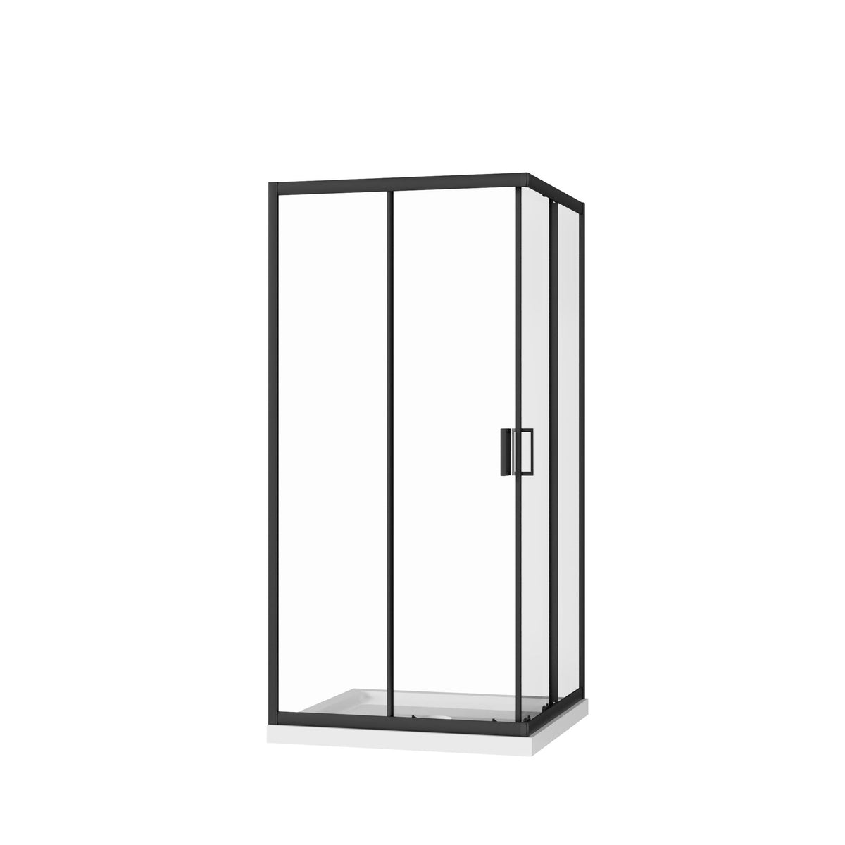 Corner Shower Enclosure, Double Sliding Door & Shower Base