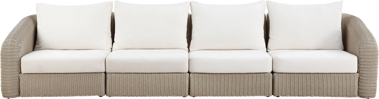 Seacrest - Olefin Water Resistant Fabric And Wicker 4 Piece Outdoor Patio Modular Sofa