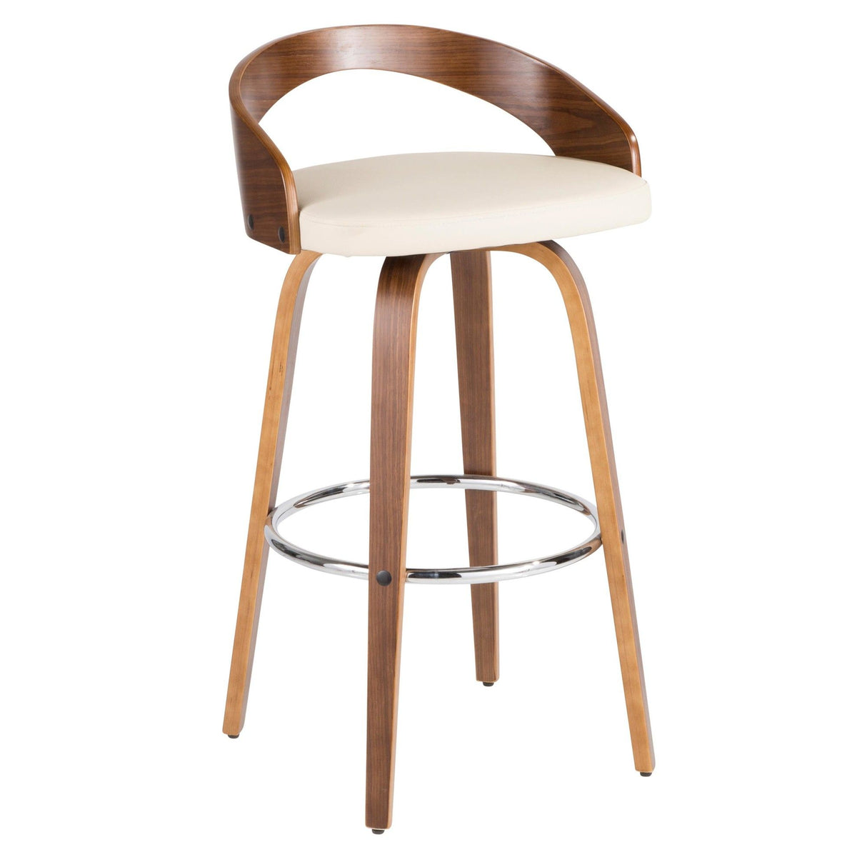 Grotto - Barstool (Set of 2) - Walnut And Cream Faux Leather