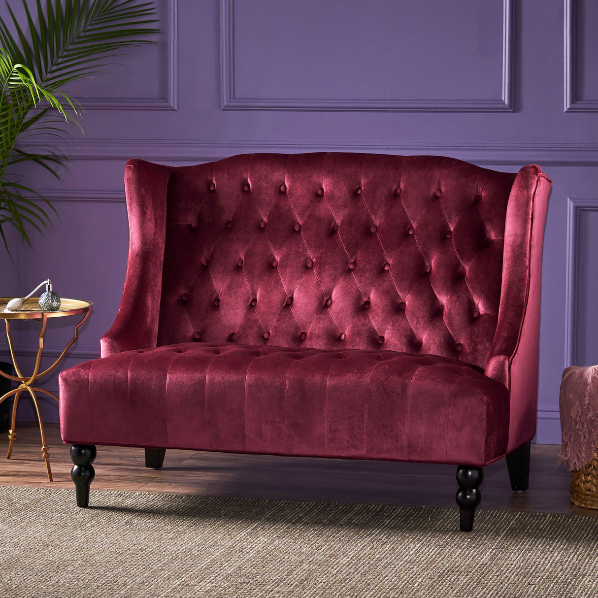 Nurturing - Upholstered Loveseat With Wing Back And Diamond Tufting