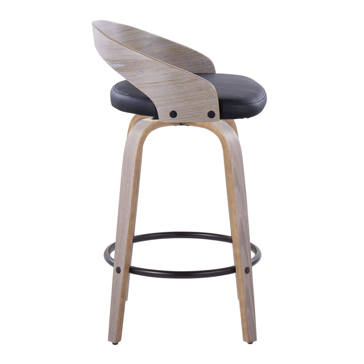 Grotto - Fixed-Height Swivel Counter Stool (Set of 2) - Light Gray Wood Frame
