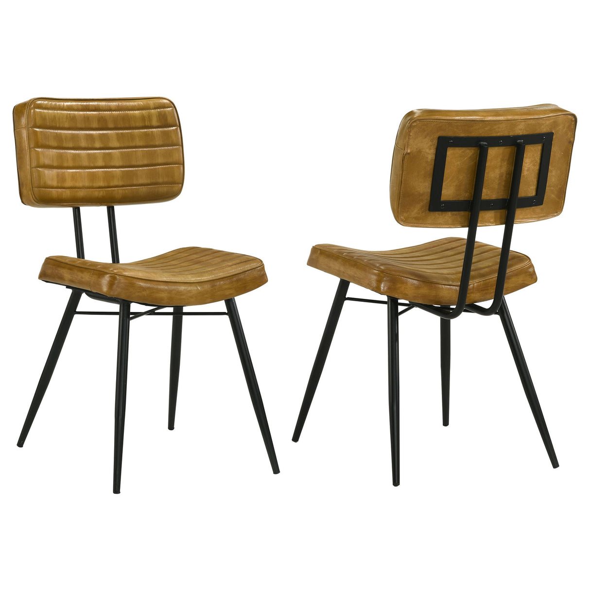Tufted Side Chairs Upholstery And Tapered Legs (Set of 2) - Camel