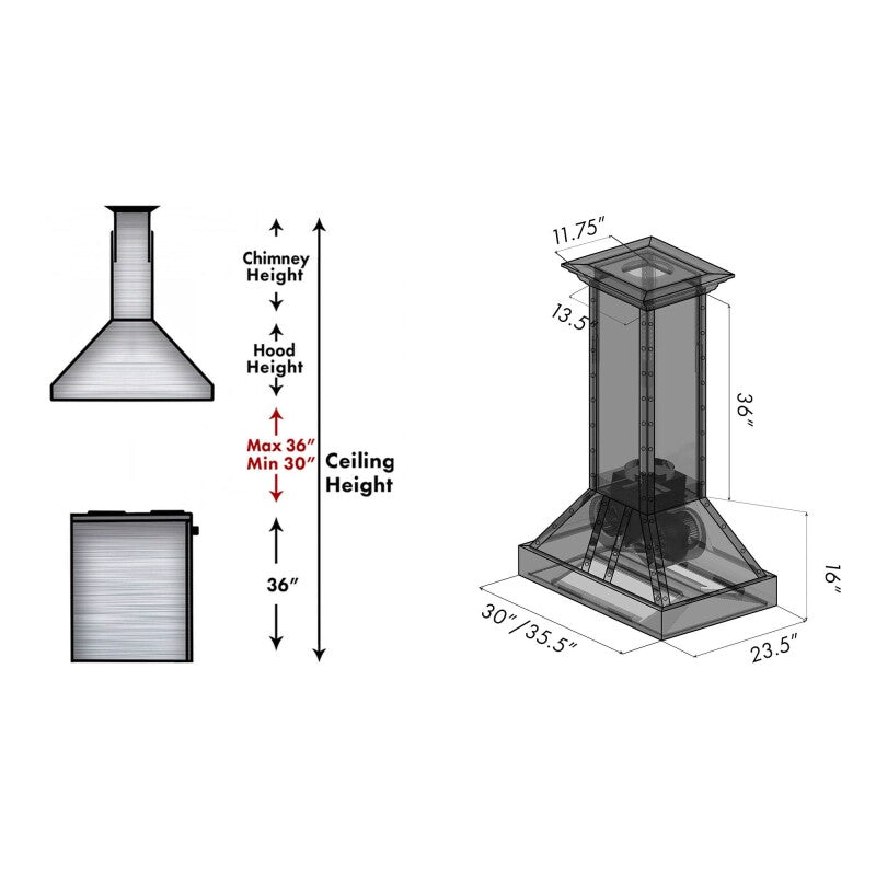 30" Designer Series Island Range Hood - (655ICSSSS30) -