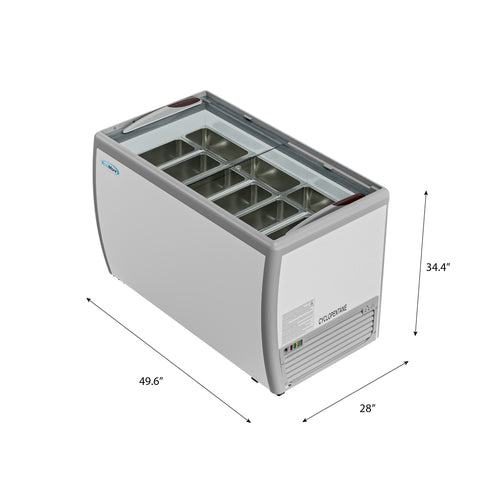 50 in. 9-Pan Gelato Dipping Cabinet Display Freezer with Sliding Glass Door, 13 cu. ft. (KM-GDC-49SD)