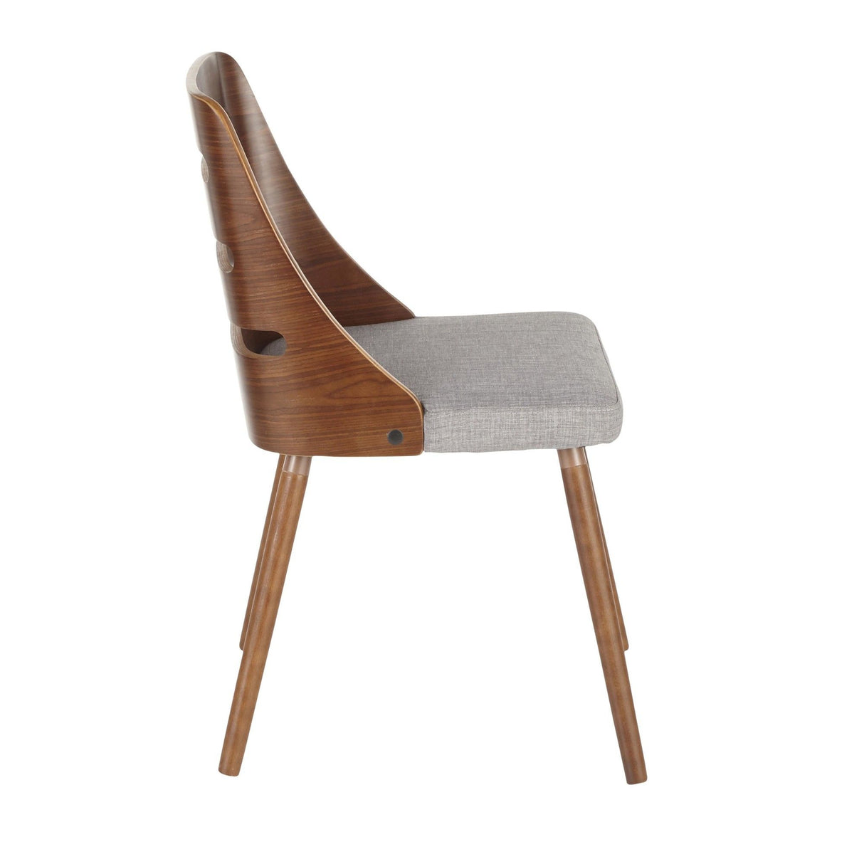 Trevi - Mid-Century Modern Dining / Accent Chair (Set of 2) - Walnut Wood / Gray Fabric