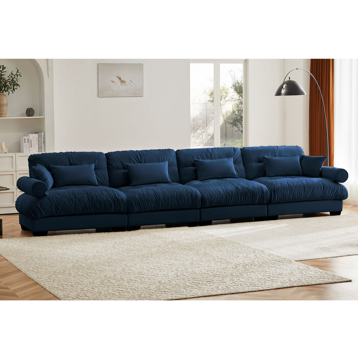 Super Comfort Oversized Modular Velvet Sectional Sofa, Deep Seat Convertible L Shaped Couch
