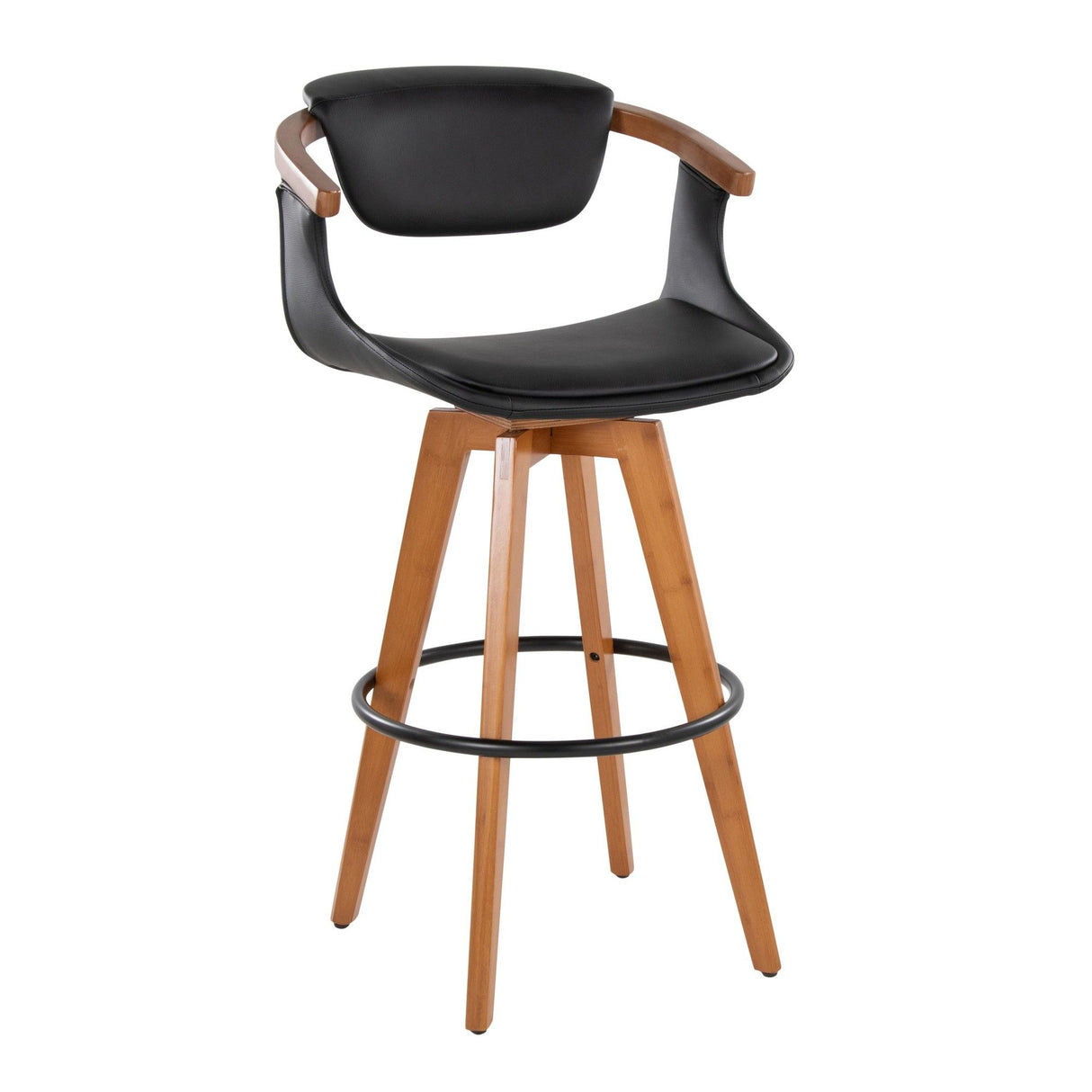 Oracle - 29" Fixed-Height Barstool With Swivel - Walnut Bamboo