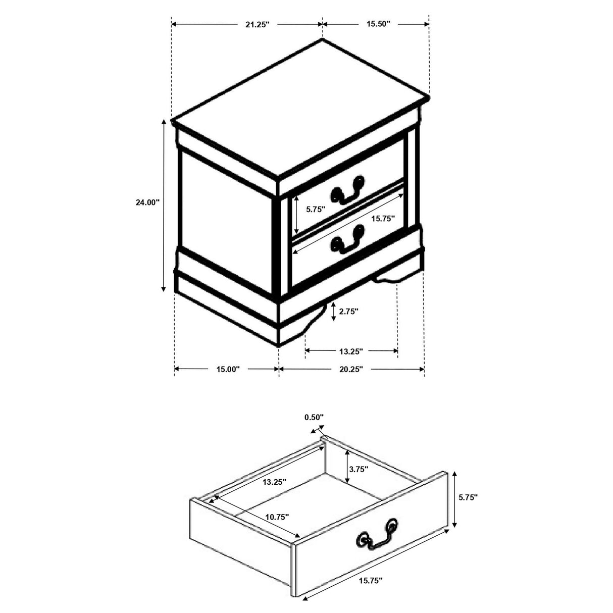 Demetra - 2 Drawer Nightstand - Cappuccino