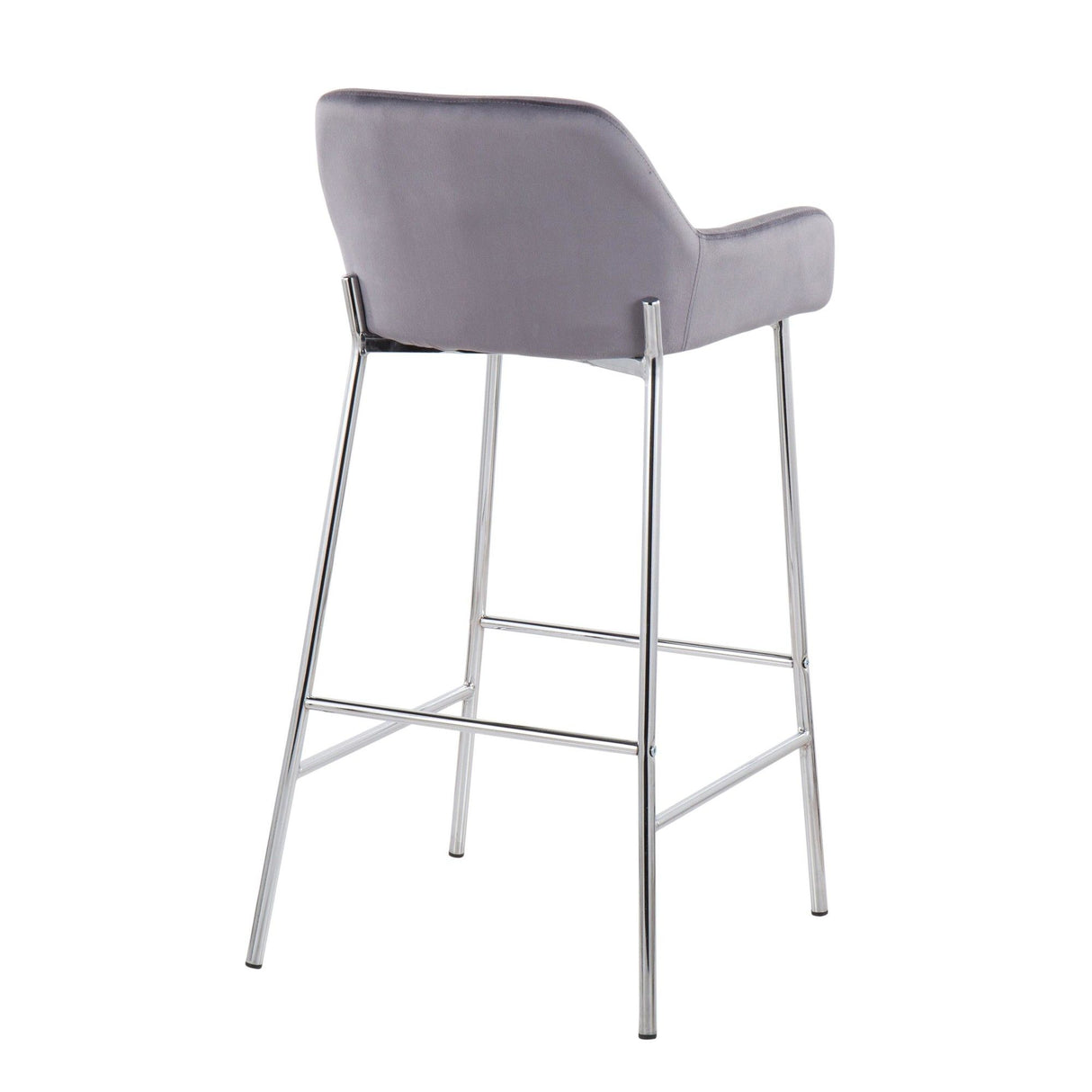 Daniella - Contemporary/Glam Fixed-Height Barstool (Set of 2) - Silver Velvet Fabric