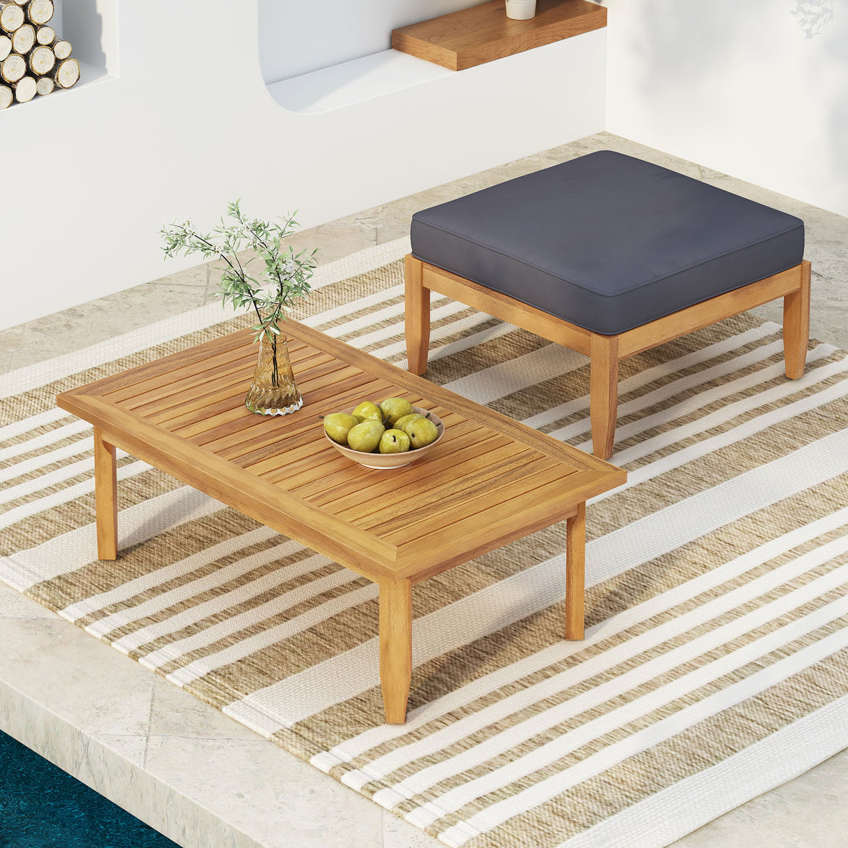Urbanek - Acacia Wood Outdoor Conversation Set - Teak