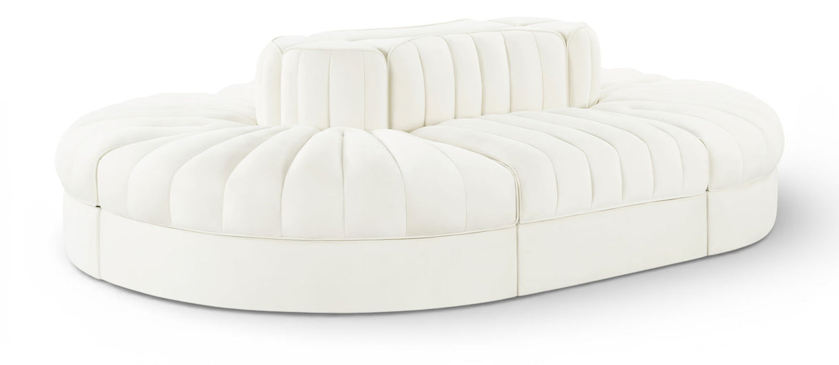 Rummi - Oval Velvet Performance Fabric Upholstered 6 Piece Modular Sectional