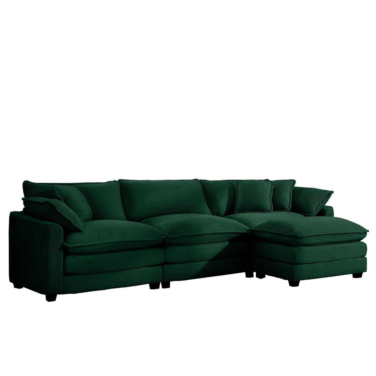 Modern Oversized Modular Cushion Sofa With Ottoman, Low Back, Deep Seating Sofa Set