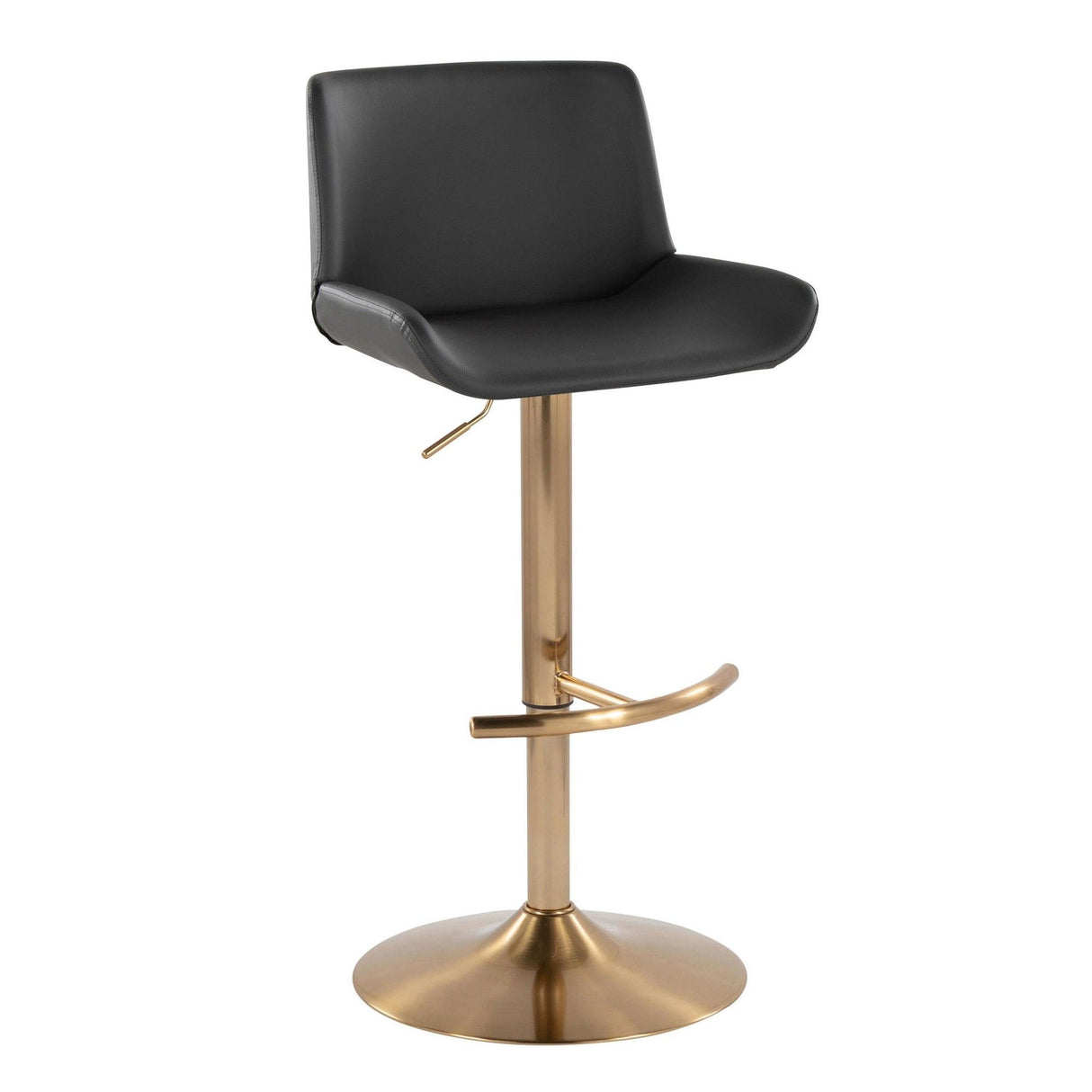 Santi - Upholstered Adjustable Barstool With Swivel And Rounded T Footrest (Set of 2) - Gold Metal