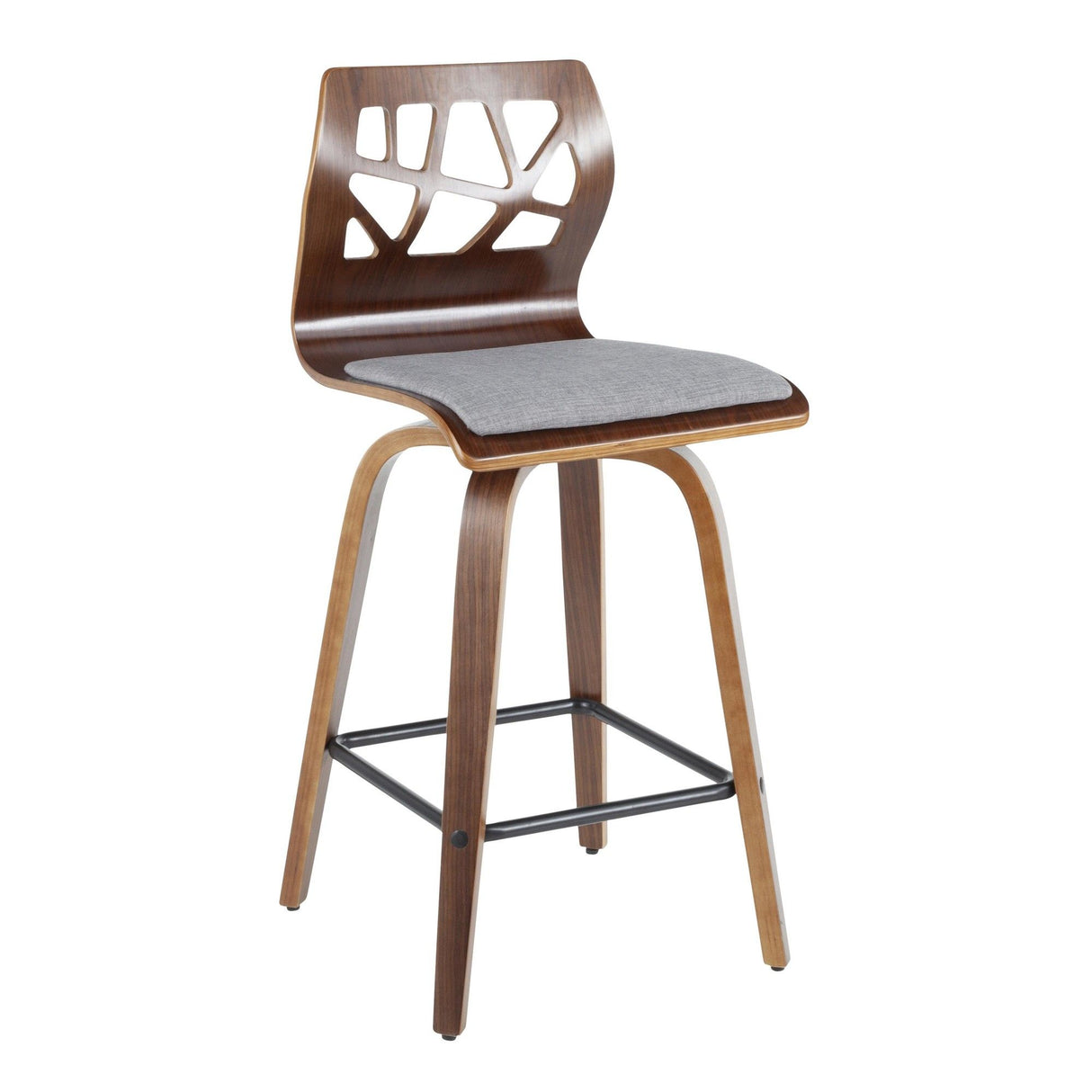 Folia - Fixed Height Swivel Counter Stool (Set of 2) - Walnut Wood