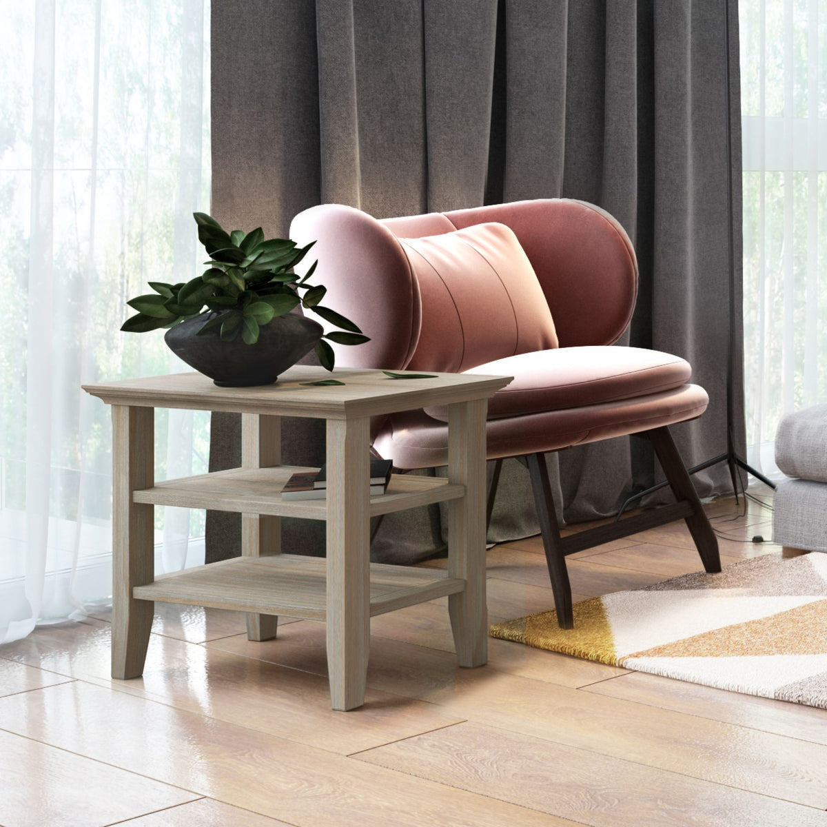 Acadian - Narrow Side Table - Light Brown