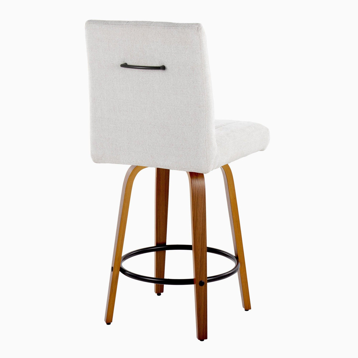 Hannah - 26" Fixed-Height Counter Stool With Swivel And Round Black Metal Footrest (Set of 2) - Walnut Wood