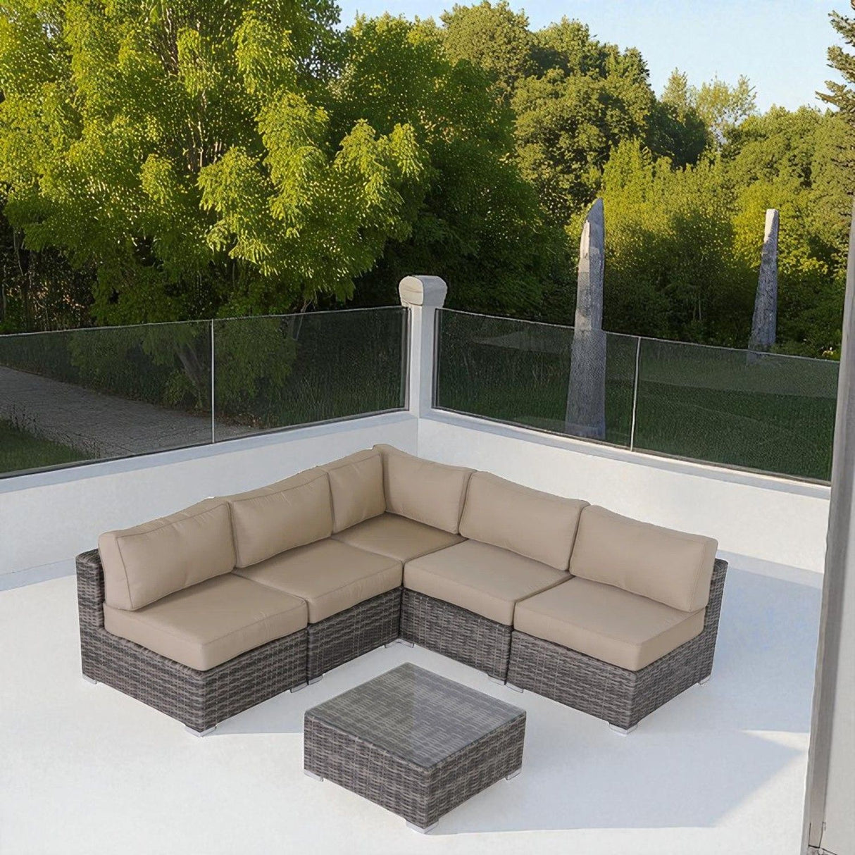 Seating Set With Cushions Handcrafted Wicker Design