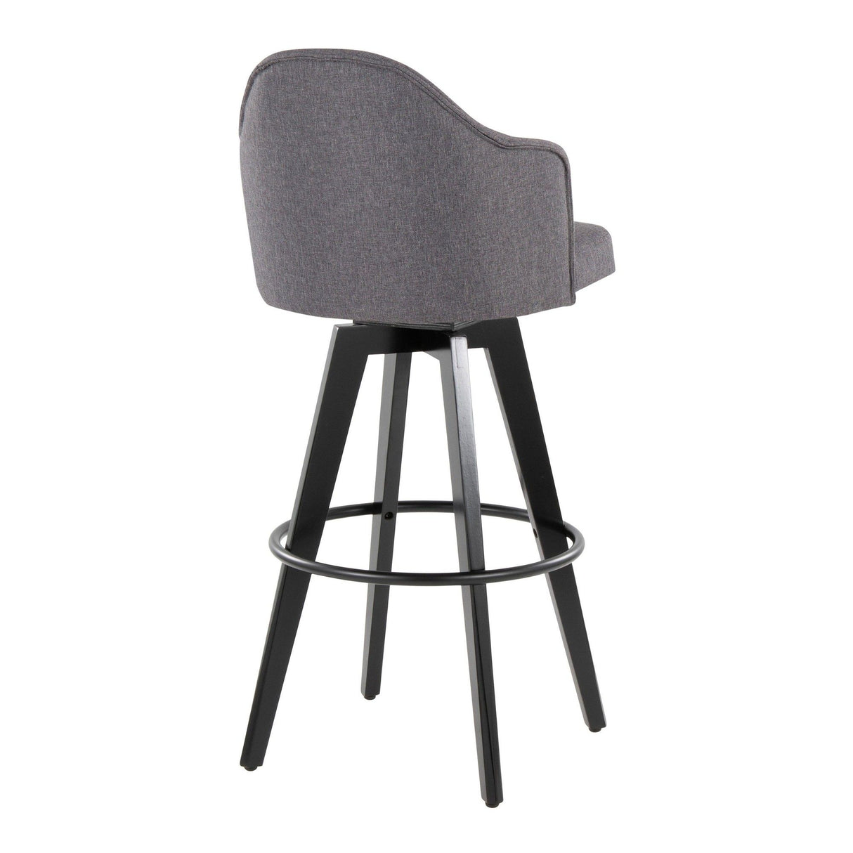 Ahoy - Upholstered Fixed-Height Barstool (Set of 2) - Black Base, Black Footrest