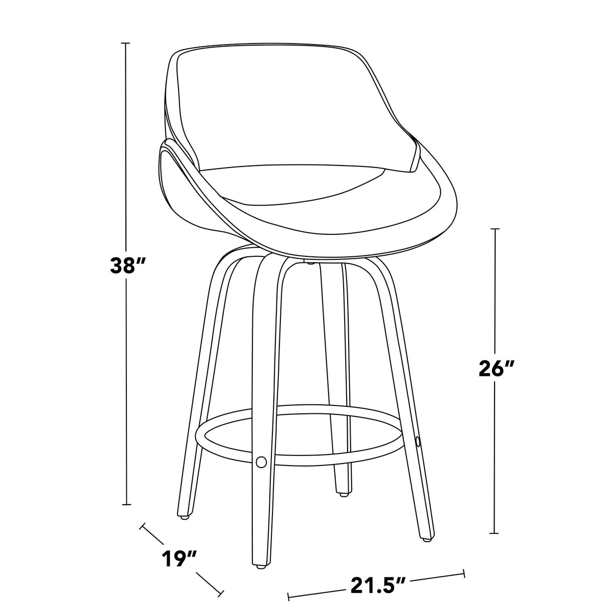 Fabrico - 26" Fixed-Height Counter Stool (Set of 2) - Walnut Frame