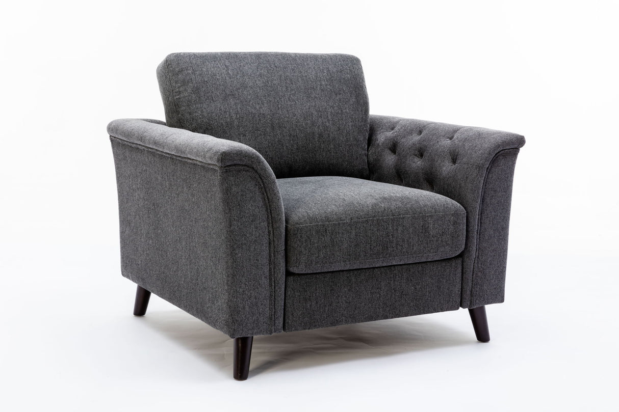 Stanton - Chair With Tufted Arms - Dark Gray