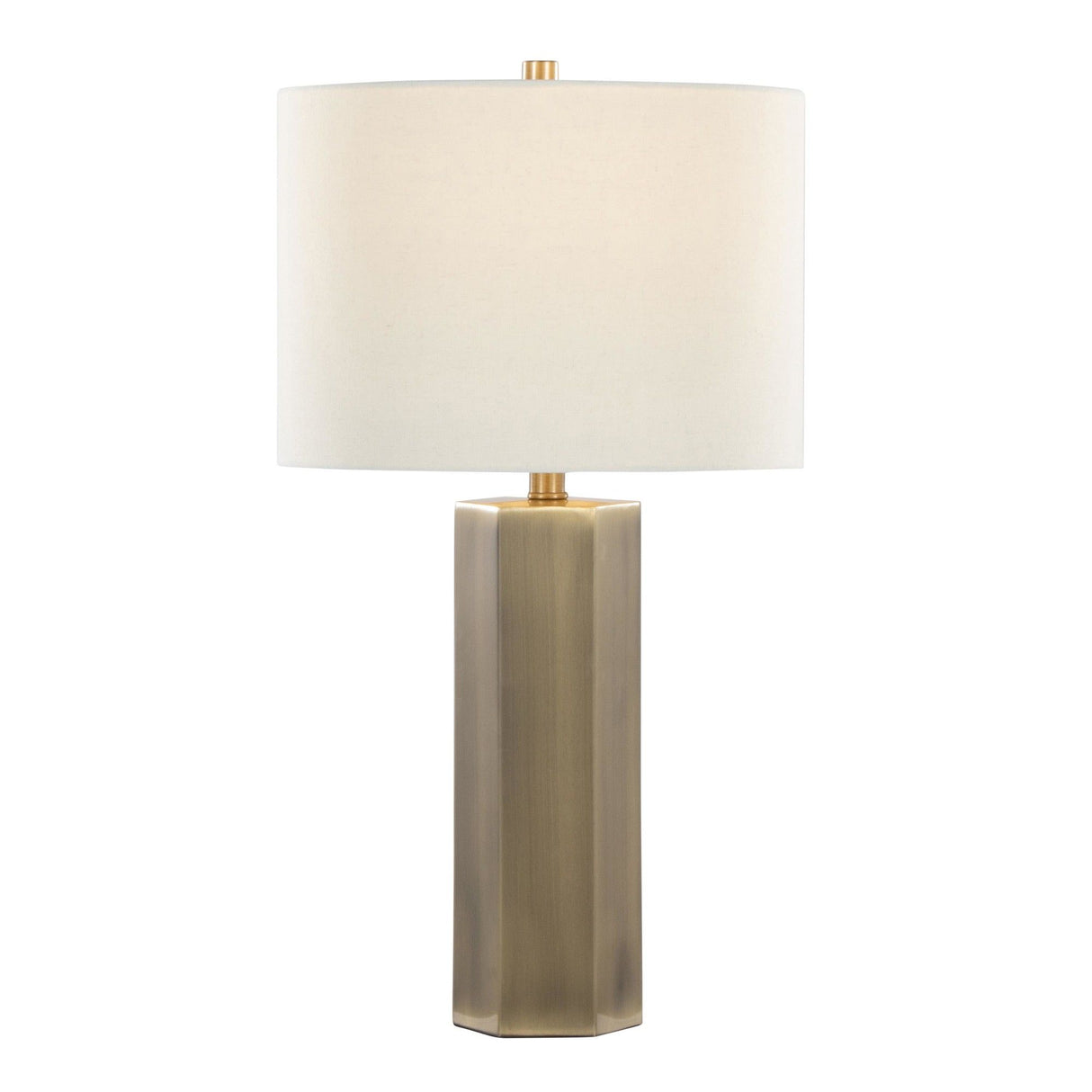 Huit - 26" Metal Table Lamp (Set of 2) - Antique Brass And White Linen