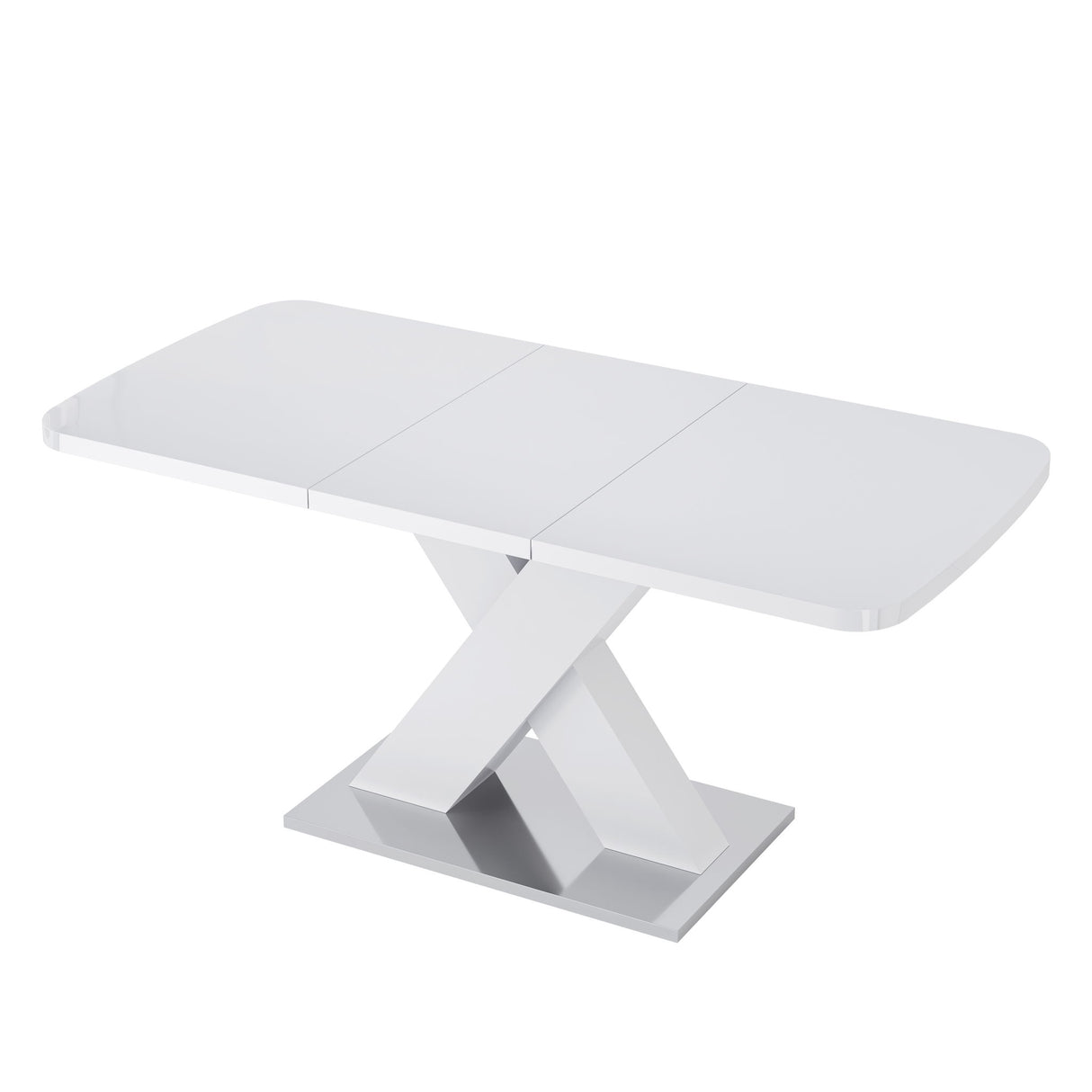 Rectangle Dining Table, Stretchable, X Shape Legs - White