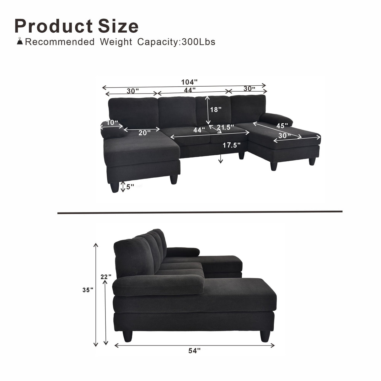 U-Shaped Sofa With Dual Chaise
