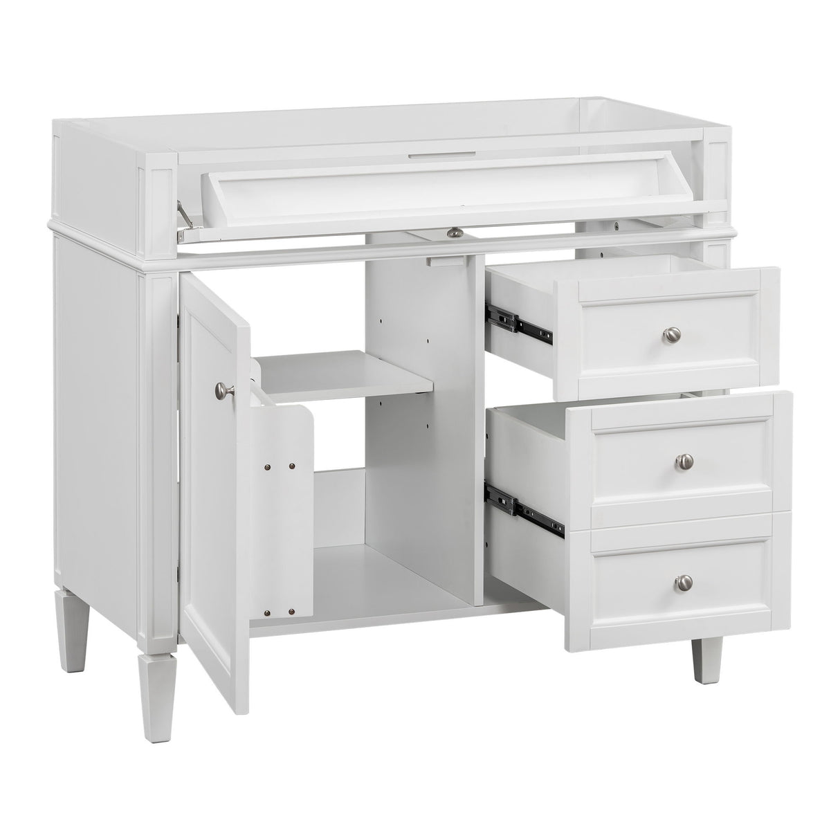 Bathroom Vanity With 2 Drawers And Tip-Out Drawer, Storage Cabinet