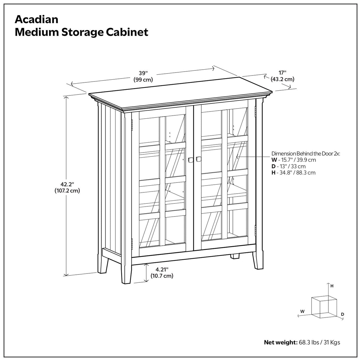 Acadian - Medium Storage Cabinet, Handcrafted
