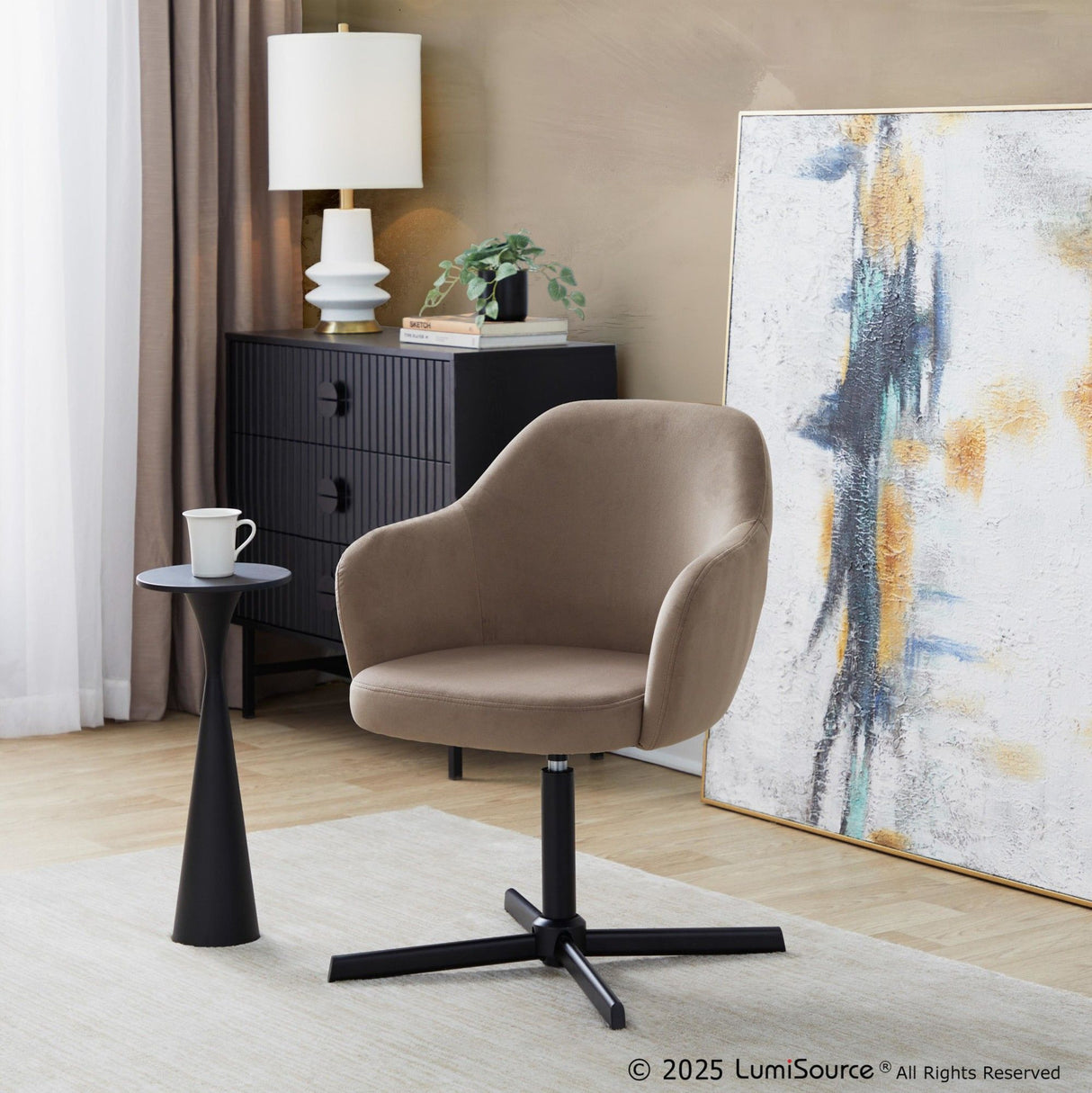 Buena - Swivel Accent Chair - Black Metal Base