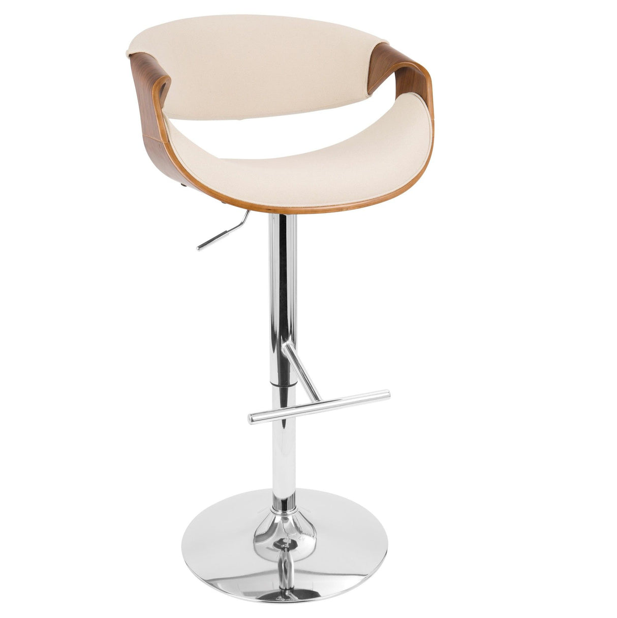 Curvo - Adjustable Barstool - Walnut And Cream